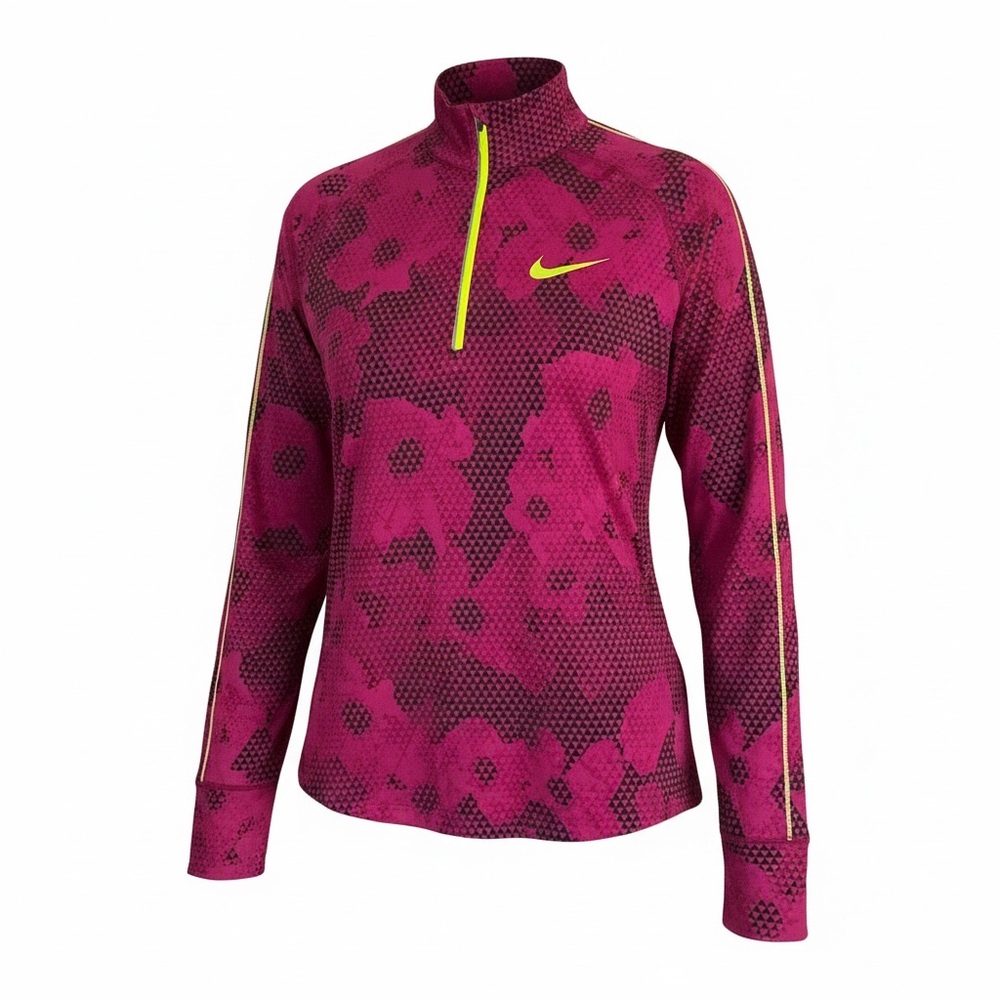 Nike Women's Magenta Floral Long Sleeve half zip Active wear